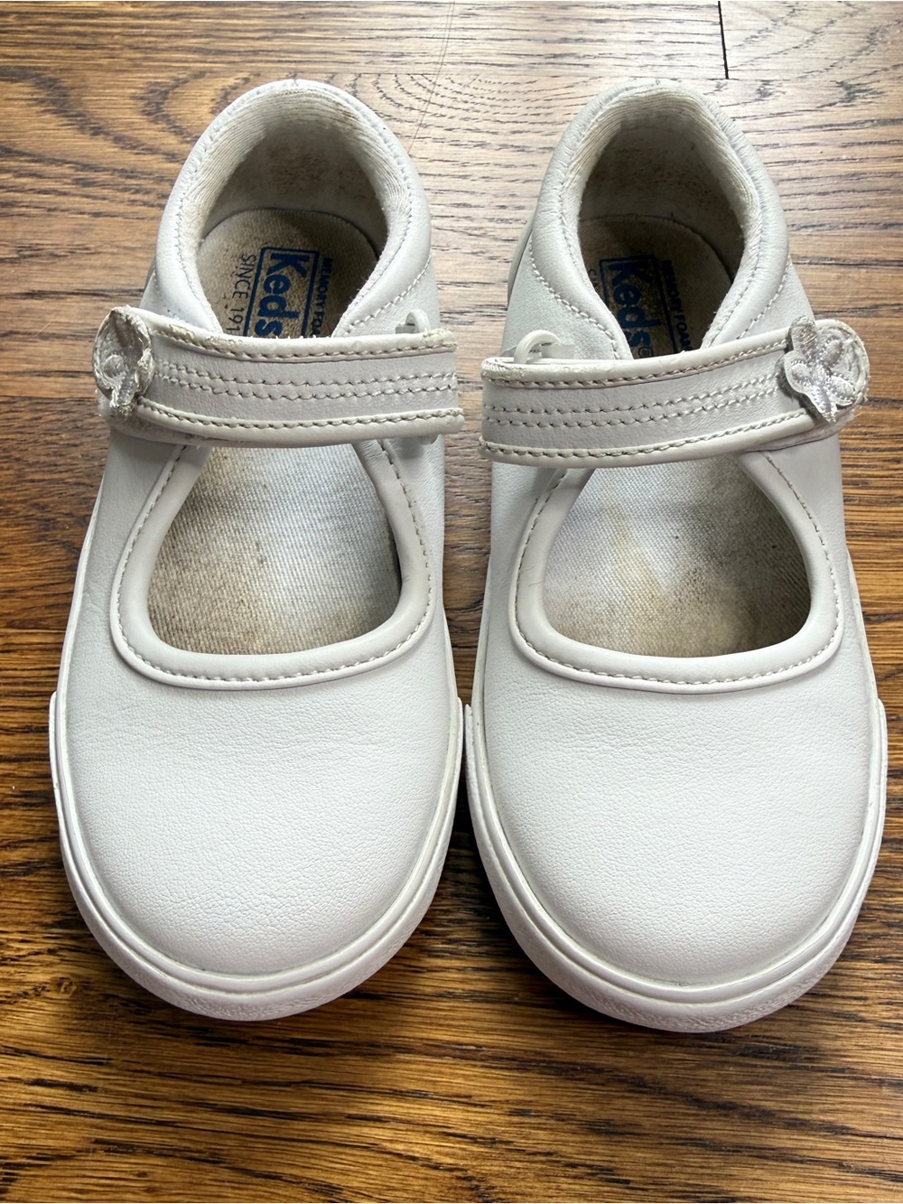 Keds Ella White Girls' Classic Leather Mary Jane Sneakers Hook & Loop Size 8.5 - Picture 3 of 11